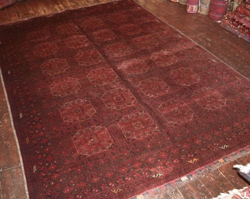 Old Afghan Village Rug, Unusual Colour & Design, About 60 Years Old