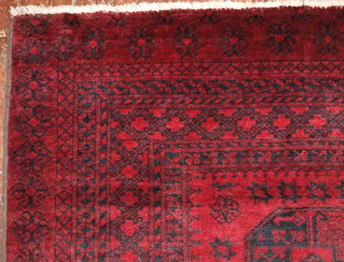 fig 1. OLD AFGHAN VILLAGE RUG, TRADITIONAL DESIGN, SUPERB RED COLOUR, ABOUT 60 YEARS OLD