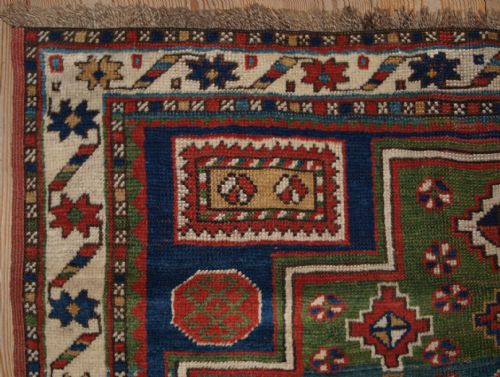 fig 1. ANTIQUE CAUCASIAN 3 MEDALLION KAZAK RUG, SUPERB COLOUR, 2ND HALF 19TH CENT