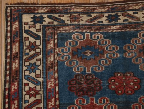 fig 1. ANTIQUE CAUCASIAN SHIRVAN RUG, SMALL SIZE, BLUE GROUND, LATE 19TH CENT