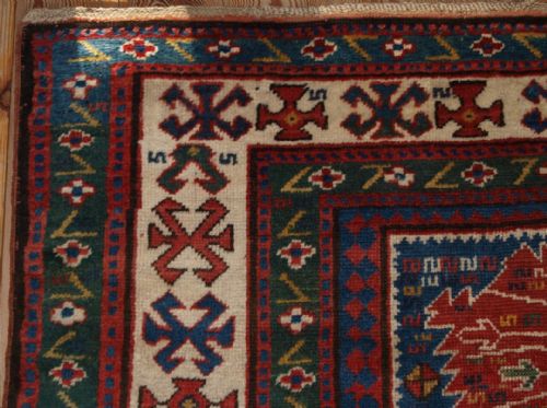 fig 1. ANTIQUE CAUCASIAN KAZAK RUG, WILD DESIGN & AMAZING COLOUR, LATE 19TH CENT