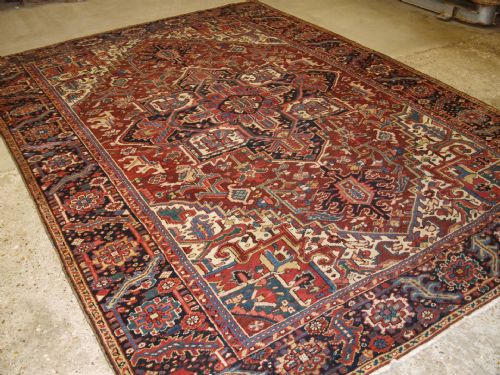 Antique Heriz Carpet with Central Medallion, Good Colours, Circa 1900
