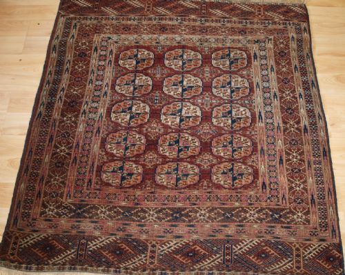 Antique Tekke Turkmen ‘Dowry’ Rug, Small Square Size, Circa 1900