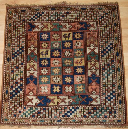 Antique Turkish Bergama Rug of Small Square Size, 4th Quarter 19th Century