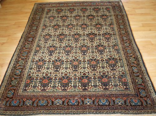 Antique Abedeh Rug, Vase and Peacock Design, Circa 1900/20