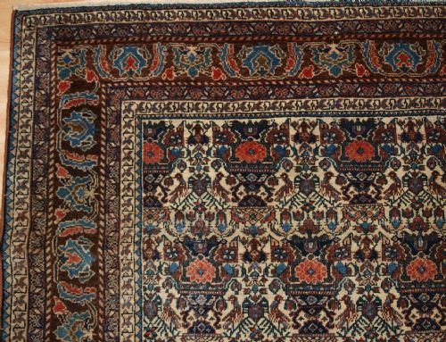 fig 1. ANTIQUE ABEDEH RUG, VASE AND PEACOCK DESIGN, CIRCA 1900/20