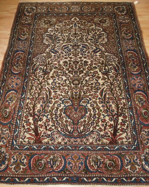 Antique Isfahan Prayer Rug of Floral Vase Design, Circa 1900