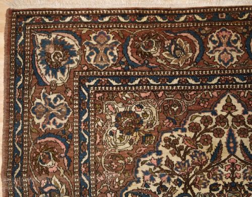 fig 1. ANTIQUE ISFAHAN PRAYER RUG OF FLORAL VASE DESIGN, ONE OF A PAIR (2), CIRCA 1900