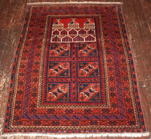 Antique Afghan Turkmen Prayer Rug of Unusual Design, Circa 1900