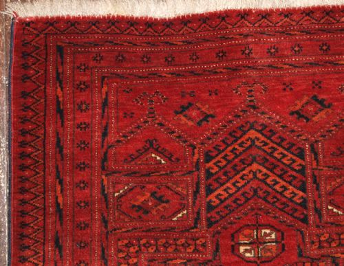 fig 1. OLD AFGHAN PRAYER RUG WITH TURKMEN RELATED DESIGN, CIRCA 1920
