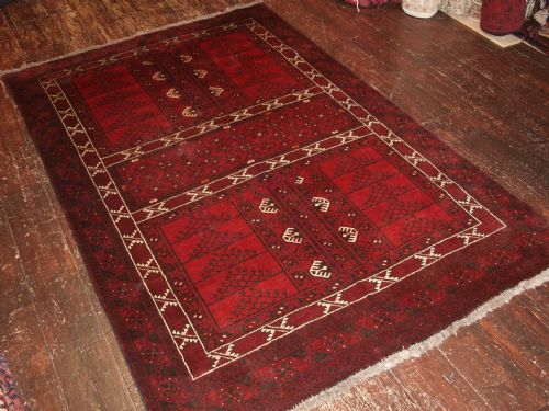 Old Afghan Ersari Rug of Ensi Design, Superb Colour, About 60 Years Old.