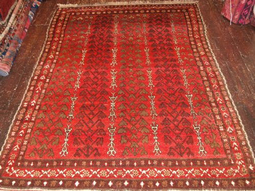 Old Afghan Village Rug of Unusual Design, Superb Soft Wool, About 60 Years Old