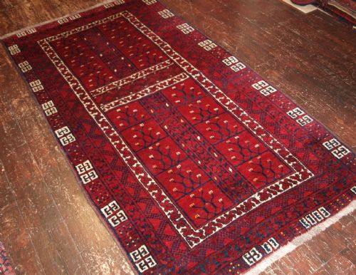 Old Afghan Village Rug of Ensi Design, Unusual Size, About 60 Years Old.