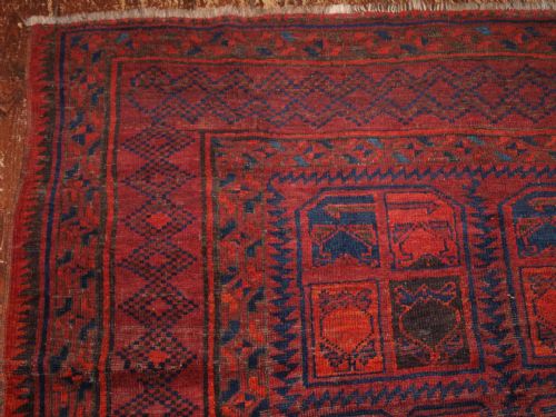 fig 1. ANTIQUE AFGHAN RUG WITH TURKMEN INSPIRED DESIGN. CIRCA 1920