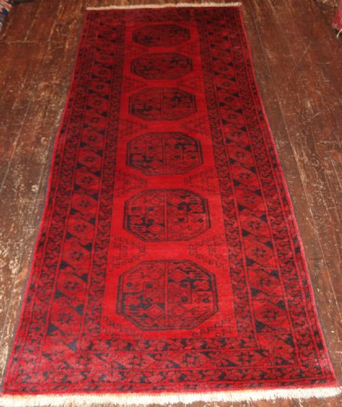 Old Afghan Runner of Traditional Design, Very Hard Wearing, About 60 Years Old.