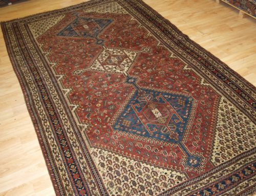 Antique Tribal Qashqai Rug, Classic Design with Many Tribal Elements, 4th Quarter 19th Cent