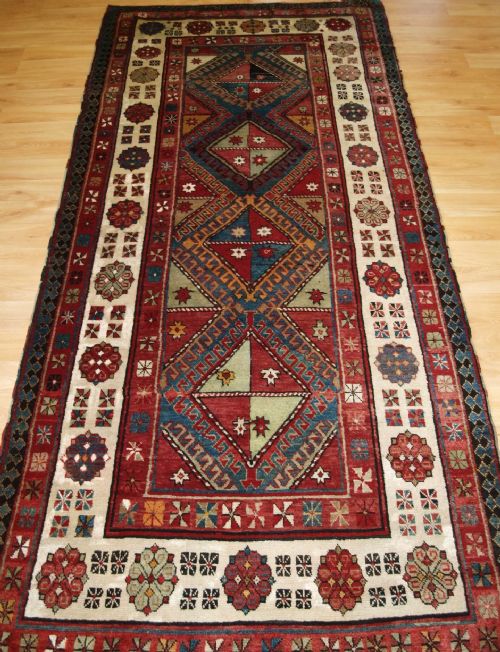 Old Caucasian Talish Long Rug with Four Medallions, Circa 1920