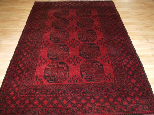 Old Afghan Village Rug of Traditional Design, About 60 Years Old