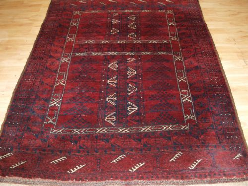 Old Afghan Village Rug of Ersari Turkmen Ensi Design, Circa 1920