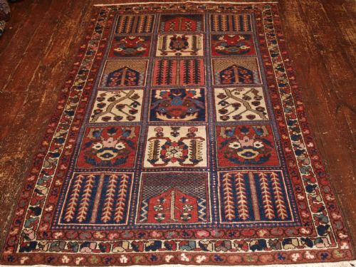 Old South Persian Bakhtiari Garden Design Rug, Nice Old Colours, Circa 1920.