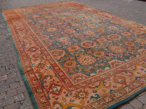 Exceptional Antique Turkish Oushak Carpet of Large Size and Outstanding Colour, Circa 1880.