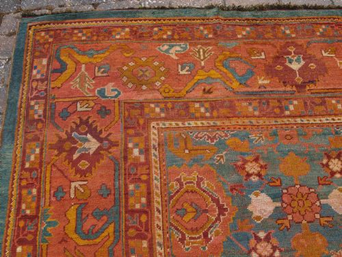 fig 1. EXCEPTIONAL ANTIQUE TURKISH OUSHAK CARPET OF LARGE SIZE AND OUTSTANDING COLOUR, CIRCA 1880.