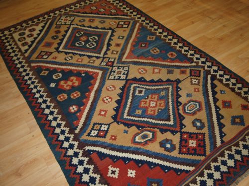 Superb South West Persian Qashqai Kilim, Bold Design and Great Colours, Circa 1900.