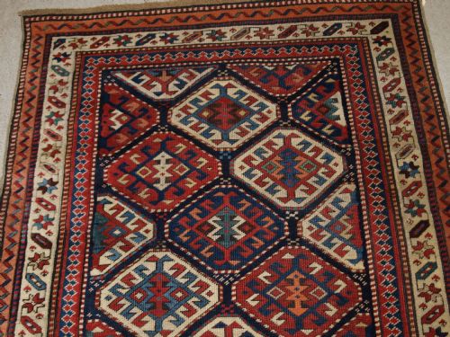 fig 1. OUTSTANDING ANTIQUE CAUCASIAN SHIRVAN RUNNER, FINE WEAVE, SUPERB COLOURS. CIRCA 1890.