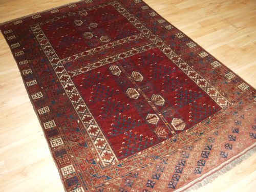 Old Afghan Village Rug, Ersari Turkmen Ensi Design, Superb Condition. Circa 1920.