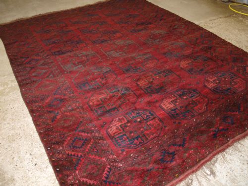 Old Afghan Turkmen Village Carpet, Very Rustic Look, Great Colours, Circa 1920.