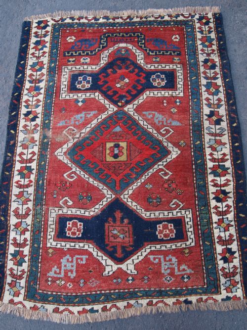 Antique Caucasian Fachralo Kazak Prayer Rug, Central Caucasus, Circa 1900.