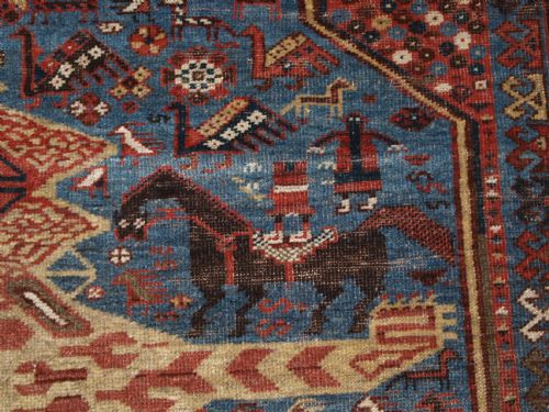 fig 1. SUPERB ANTIQUE SOUTH WEST PERSIAN TRIBAL TIGER RUG BY THE KHAMSEH TRIBE, CIRCA 1900.