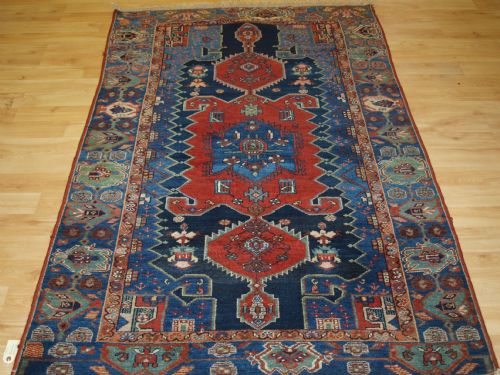 Antique Persian Rug, Greater Hamadan Region, Unusual  Design, Wide Border, Circa 1920.