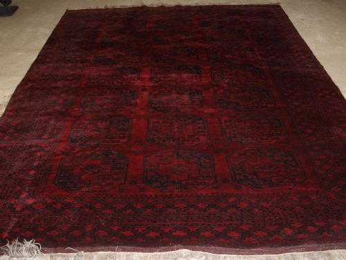 Old Traditional Afghan Village Carpet, Very Deep Rich Red Colour, Superb Condition, Circa 1920.