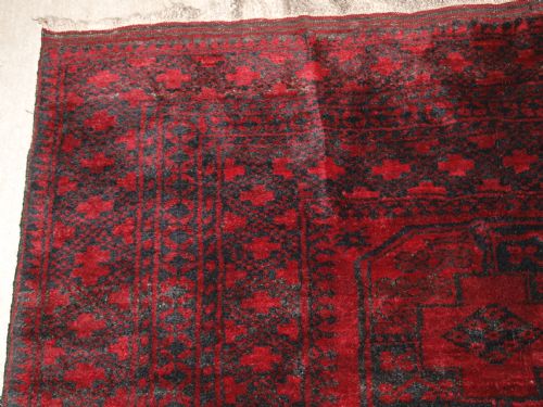 fig 1. OLD TRADITIONAL AFGHAN VILLAGE CARPET, VERY DEEP RICH RED COLOUR, SUPERB CONDITION, CIRCA 1920.