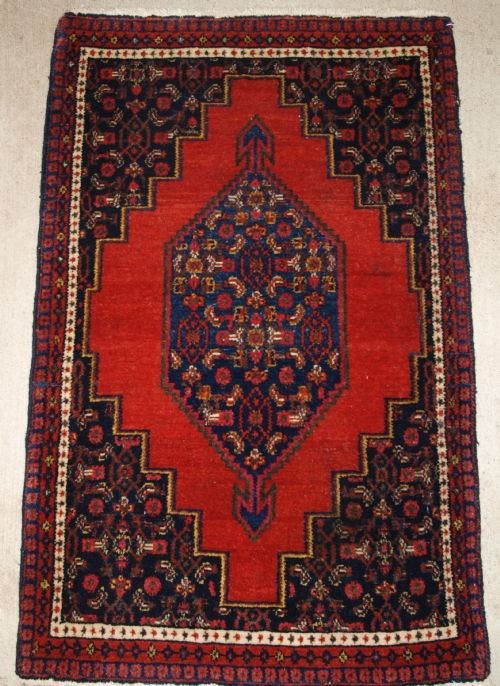 Antique Persian Senneh Rug of Small Pushti Size, Wonderful Colours, Circa 1900