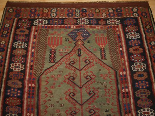fig 1. ANTIQUE ANATOLIAN TURKISH ERZURUM PRAYER KILIM OF OUTSTANDING DESIGN, GREEN GROUND, 2ND HALF 19TH CENTURY.