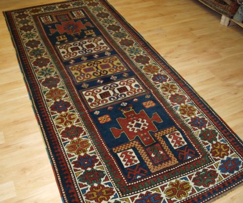 Antique Caucasian Karachov Kazak of Classic Compartment Design, 4th Quarter 19th Century.