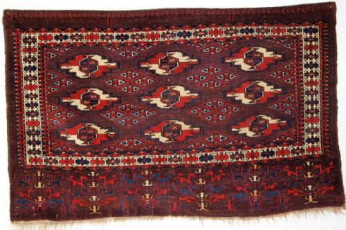 Antique Yomut Turkmen 9 Gul Chuval, Great Colour, Superb Elem Design, Circa 1870.