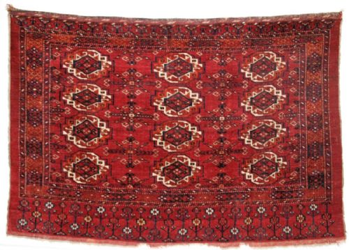 Antique Ersari Turkmen 12 Gul Chuval, Superb Floral Elem, Circa 1900.
