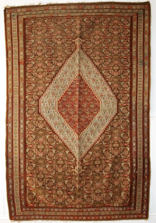 Antique Senneh Kilim, Very Fine Weave, Beautiful Design, Circa 1900.