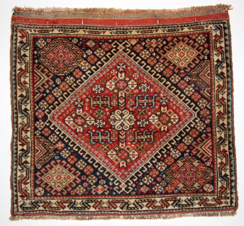Antique Qashqai Bag Face, Traditional Tribal Design, Circa 1900.