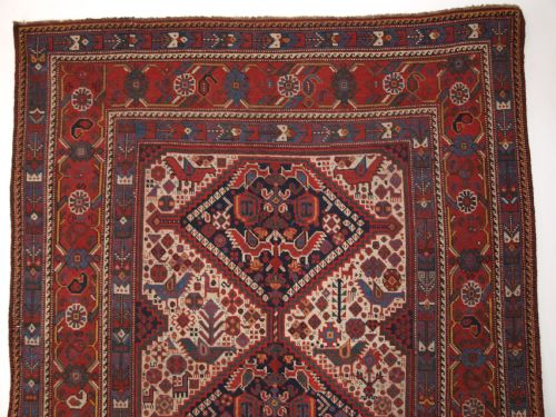 fig 1. ANTIQUE SOUTH WEST PERSIAN KHAMSEH TRIBAL 'BIRD' RUG, CIRCA 1880.