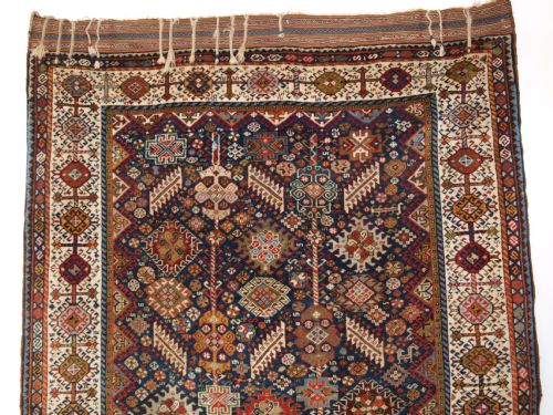 fig 1. ANTIQUE SOUTH WEST PERSIAN SHEKARLU QASHQAI RUG, EXCELLENT DESIGN, SOFT WOOL, A SUPERB RUG. CIRCA 1880.