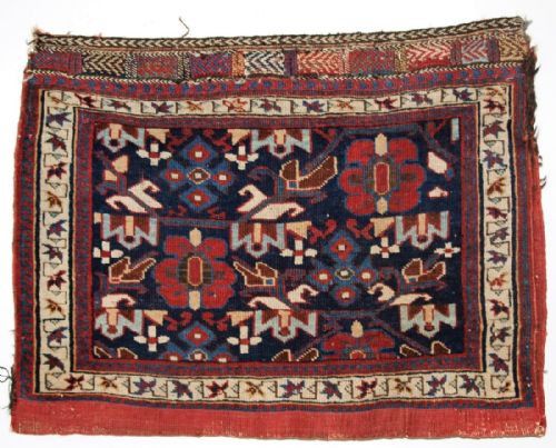 Antique Afshar Tribal Saddle Bag with Plain Weave Back, Circa 1900.