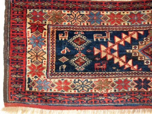 fig 1. ANTIQUE VARAMIN REGION PILED MAFRASH PANEL, STARS AND ANIMALS, CIRCA 1900.