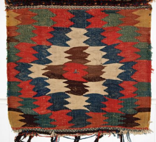 fig 1. ANTIQUE SOUTH WEST PERSIAN SADDLE BAG BY THE LURI TRIBE, SUPERB BACK, CIRCA 1900.
