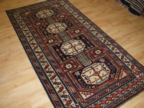 Antique Caucasian Shirvan Rug with 'Surahani' Garden Design, Superb Colours, Late 19th Century.