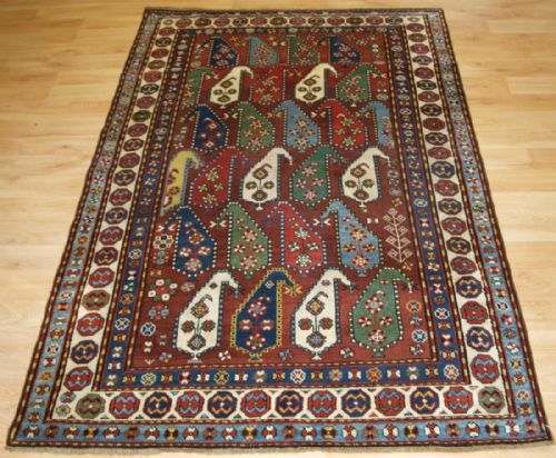 Antique Caucasian Karabagh Rug with Large Boteh Design, Superb Colour, Late 19th Century.
