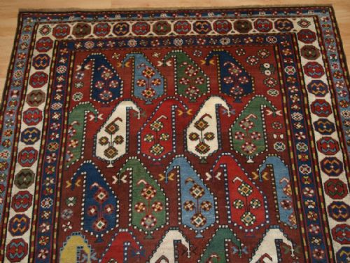 fig 1. ANTIQUE CAUCASIAN KARABAGH RUG WITH LARGE BOTEH DESIGN, SUPERB COLOUR, LATE 19TH CENTURY.